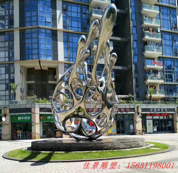 不锈钢抽象火龙果雕塑,小区景观摆件 不锈钢抽象火龙果雕塑,小区景观摆件