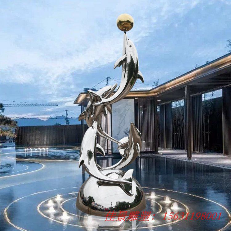 海洋动物不锈钢海豚雕塑售楼部景观摆件 (7) 海洋动物不锈钢海豚雕塑售楼部景观摆件 (7)
