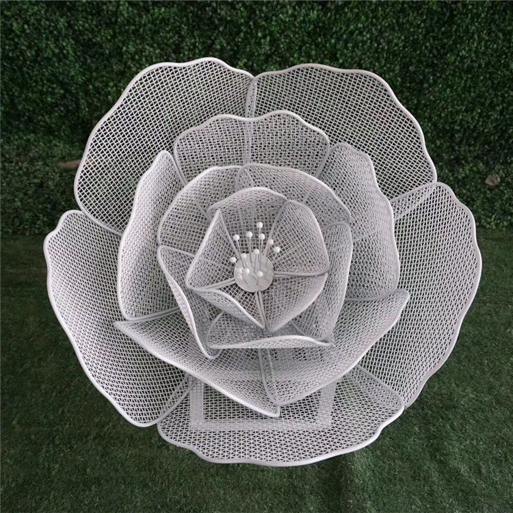 不锈钢镂空花朵摆件 绿地草坪装饰摆件 植物造型工艺品 (10)