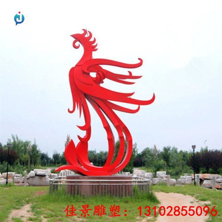 抽象不锈钢圆环雕塑 创意凤凰尾摆件 动物雕塑 户外景观小品 (2)[1][1]