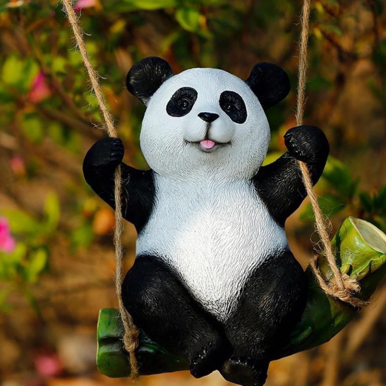 仿真考拉花园林工艺品熊猫庭院动物幼儿园院子树上挂件绿化装饰品 (3)