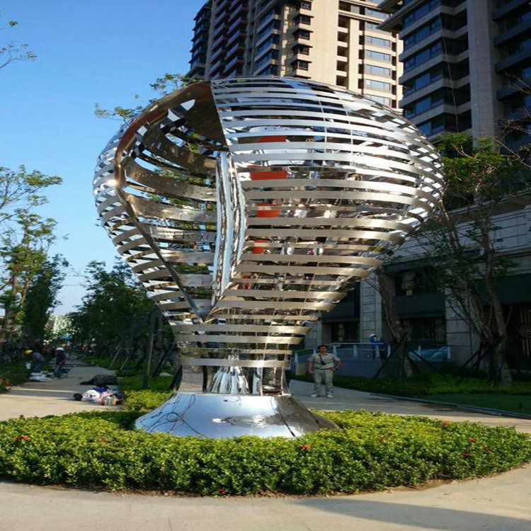 不锈钢城市雕塑 户外广场大型圆环摆件 不锈钢彩绘雕塑 (1)