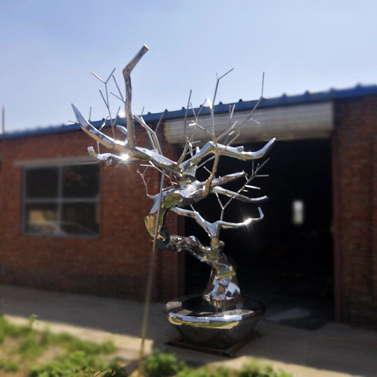 广场景观不锈钢大树雕塑 镜面不锈钢雕塑加工制作 (1)