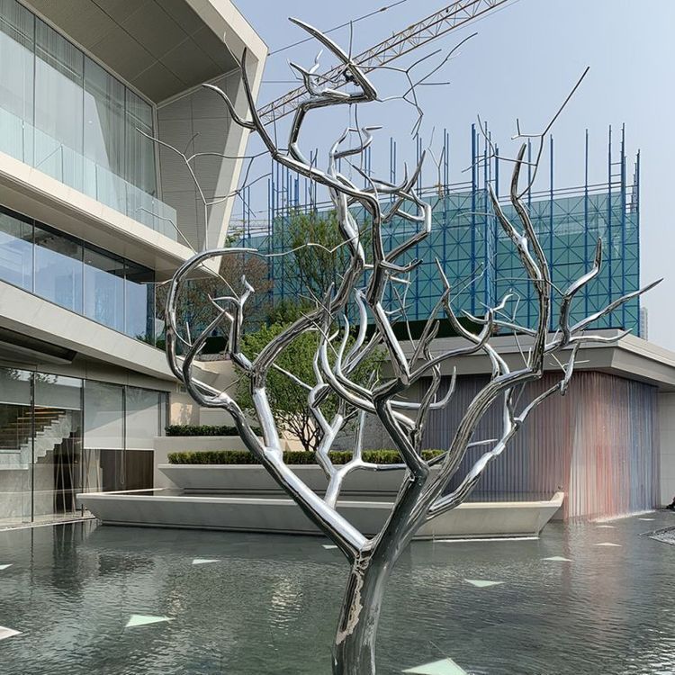 不锈钢景观雕塑金属大树装饰造型大型抽象落地招财树摆件定制 (3)