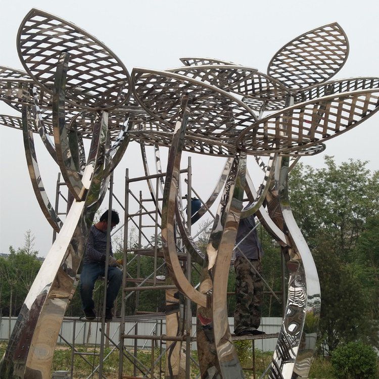 广场景观不锈钢大树雕塑 镜面不锈钢雕塑加工制作 (5)