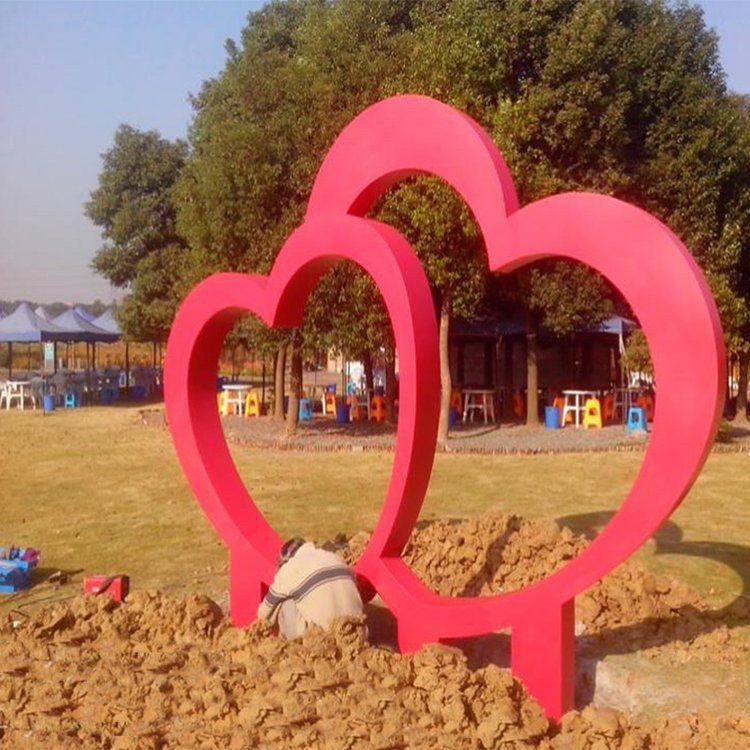 不锈钢爱心雕塑公园广场园林装饰景观不锈钢心形雕塑定制 (1)