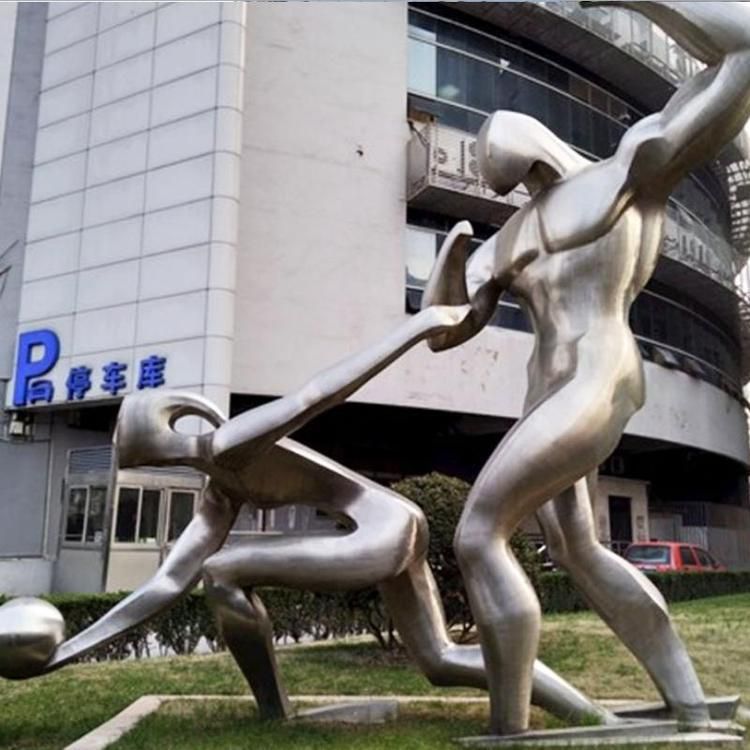 不锈钢抽象人物雕塑学校公园广场景观金属发光雕塑摆件装饰品定制 (2)
