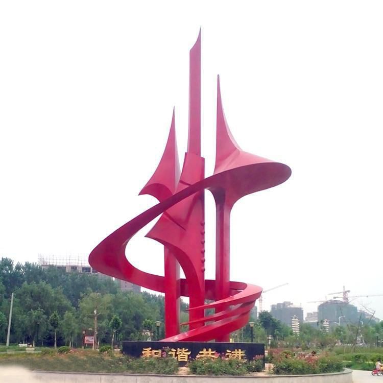 一线城市企业文化不锈钢雕塑 单位门口摆放的景观雕塑 (4)