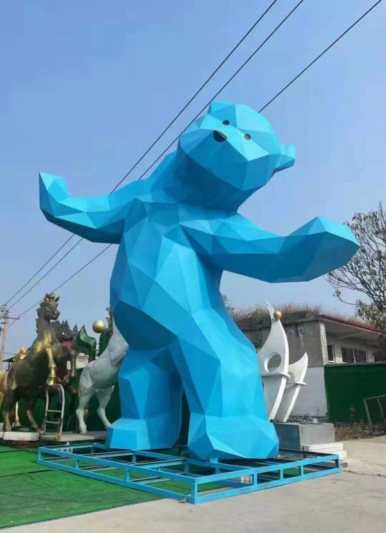 不锈钢大狗熊雕塑不锈钢网红熊雕塑 