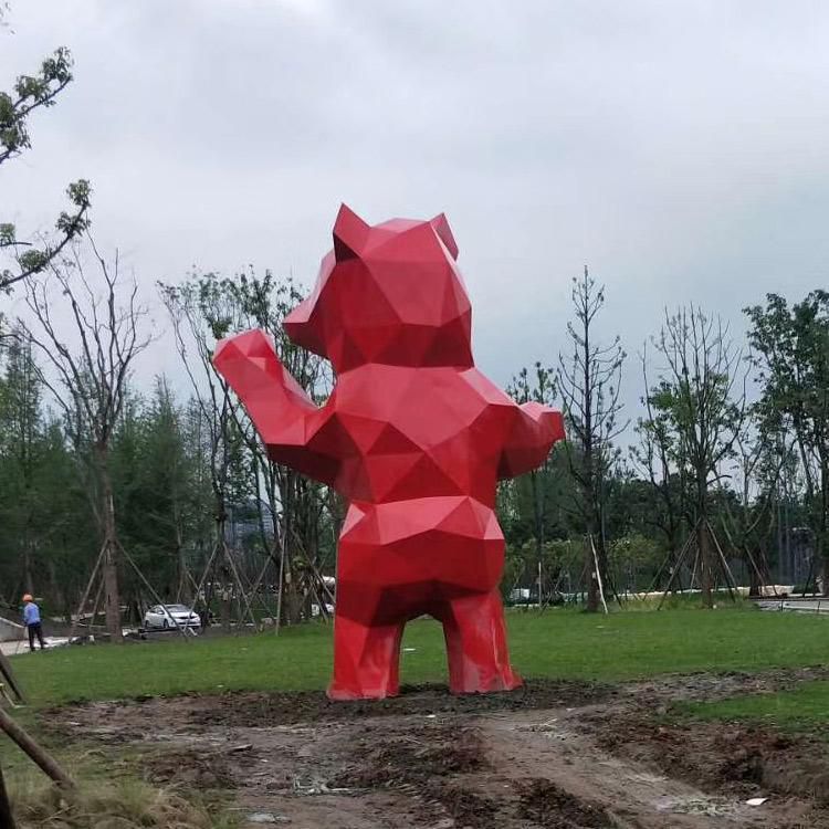 大型不锈钢网红块面熊雕塑 广场景观摆件 定制加工 (5)