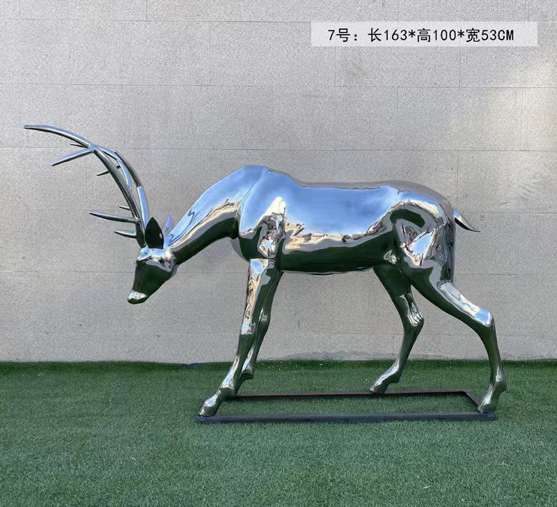 镜面鹿雕塑动物雕塑不锈钢城市雕塑 (1)