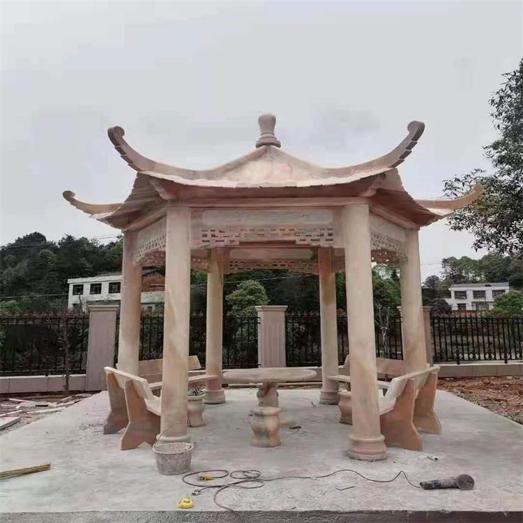 新中式凉亭 园林景观凉亭 木制仿古石凉亭 石雕凉亭加工定制 (2)