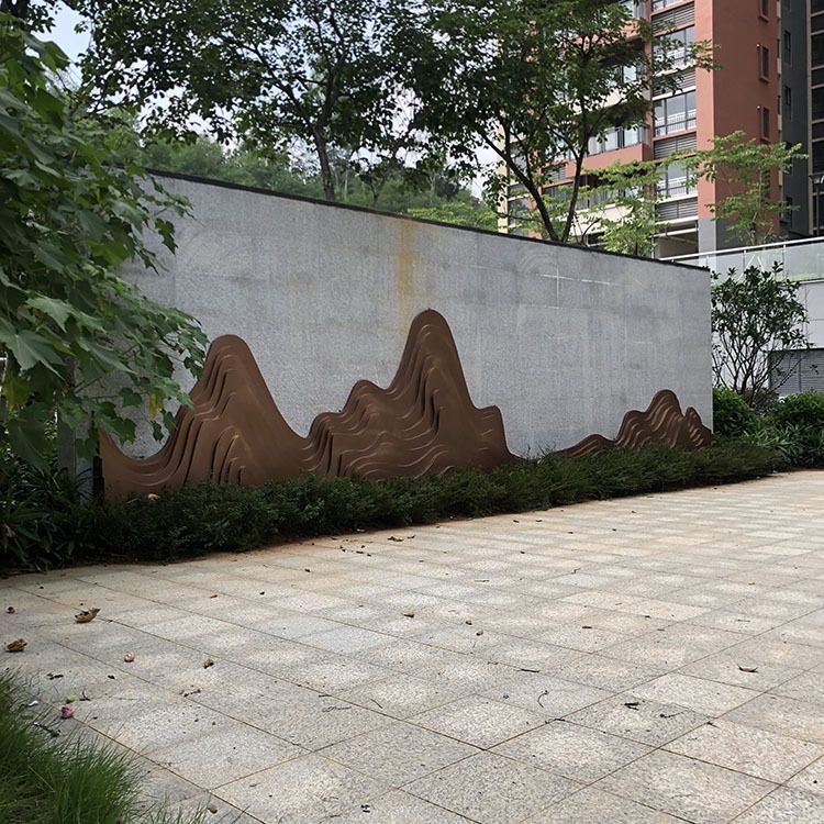 假山不锈钢雕塑水景创意假山铁艺壁挂城市广场地产景观抽象摆件 (2)