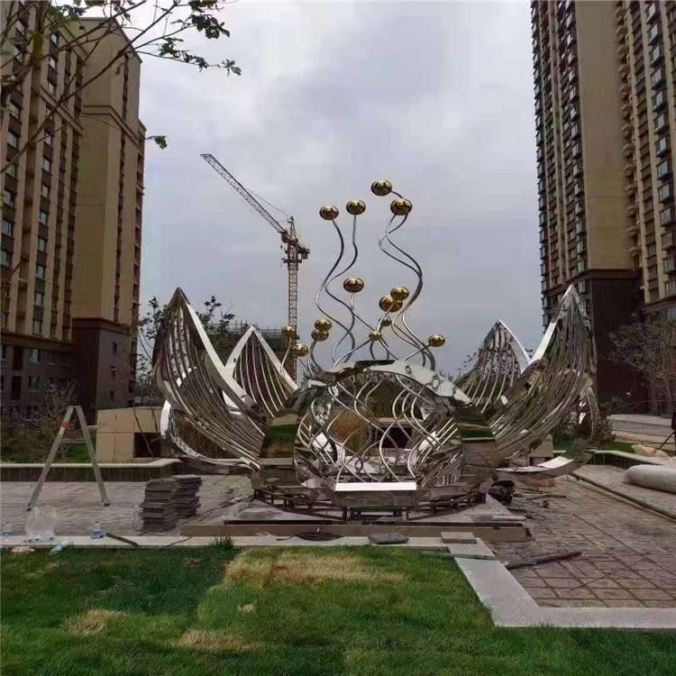 不锈钢抽象荷花雕塑 供应广场雕塑 大型不锈钢 (2)