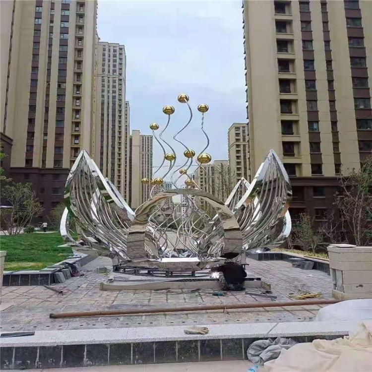 不锈钢抽象荷花雕塑 供应广场雕塑 大型不锈钢 (4)