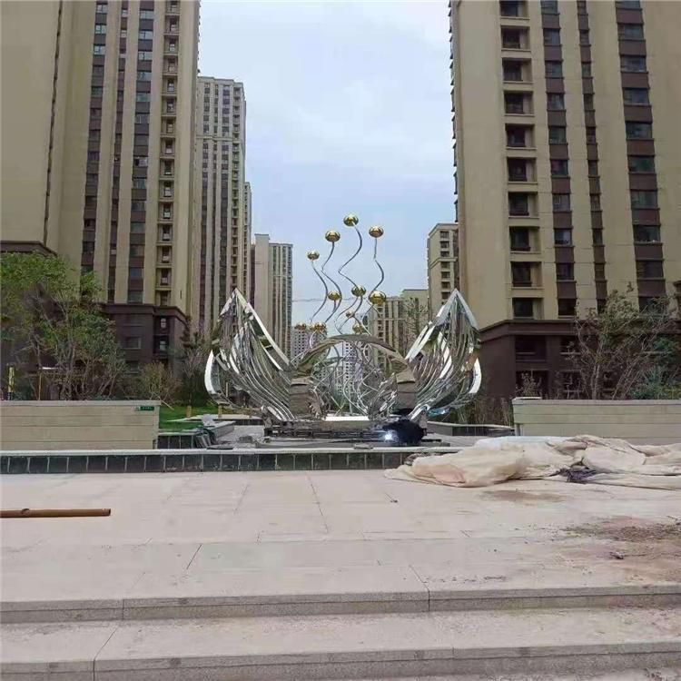 不锈钢抽象荷花雕塑 供应广场雕塑 大型不锈钢 (3)