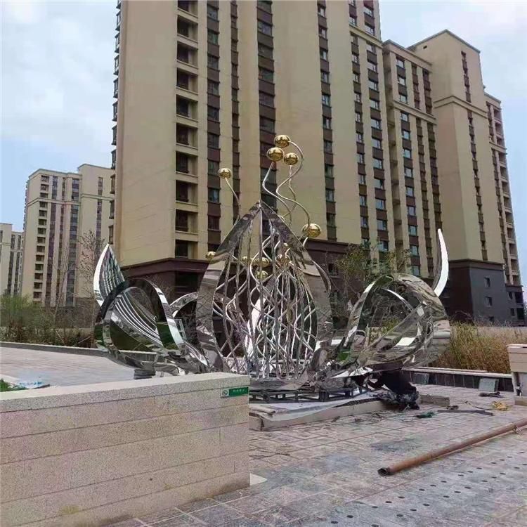 不锈钢抽象荷花雕塑 供应广场雕塑 大型不锈钢 (1)
