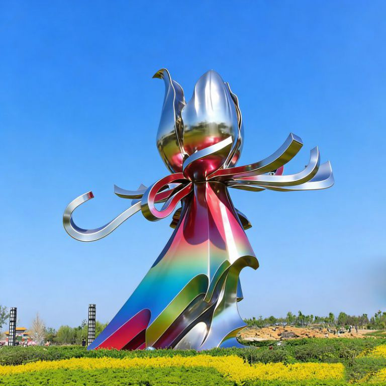 不锈钢彩绘花朵雕塑设计 (1)