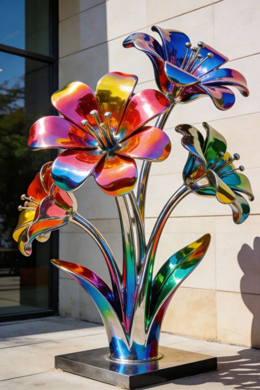 不锈钢彩绘花朵雕塑设计 (2)