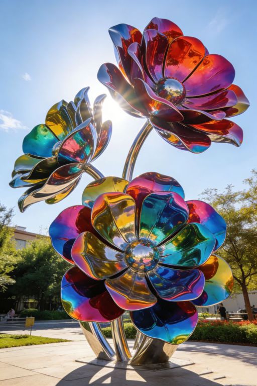 不锈钢彩绘花朵雕塑设计 (3)