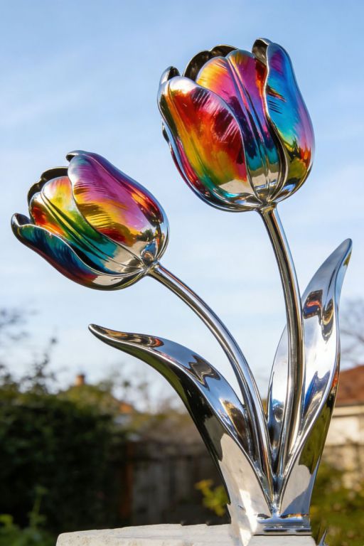 不锈钢彩绘花朵雕塑设计 (4)