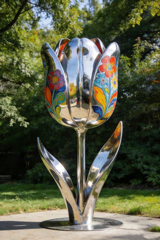 不锈钢彩绘花朵雕塑设计 (5)