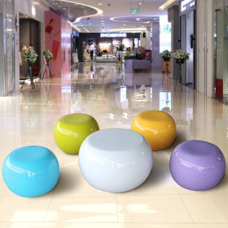 商场休闲凳子鹅卵石坐凳座椅售楼处户外公共区玻璃钢幼儿园桌椅子 (4)