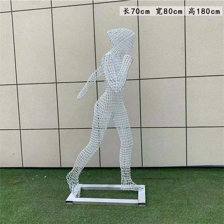 镂空运动人物雕塑 不锈钢丝编织体育运动员摆件 (3)