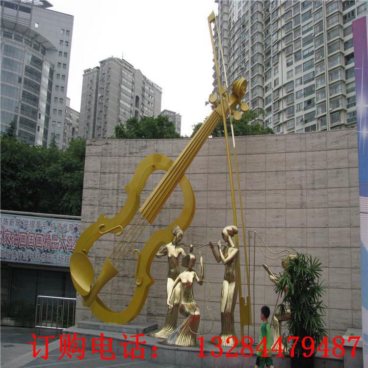 大型不锈钢大提琴雕塑