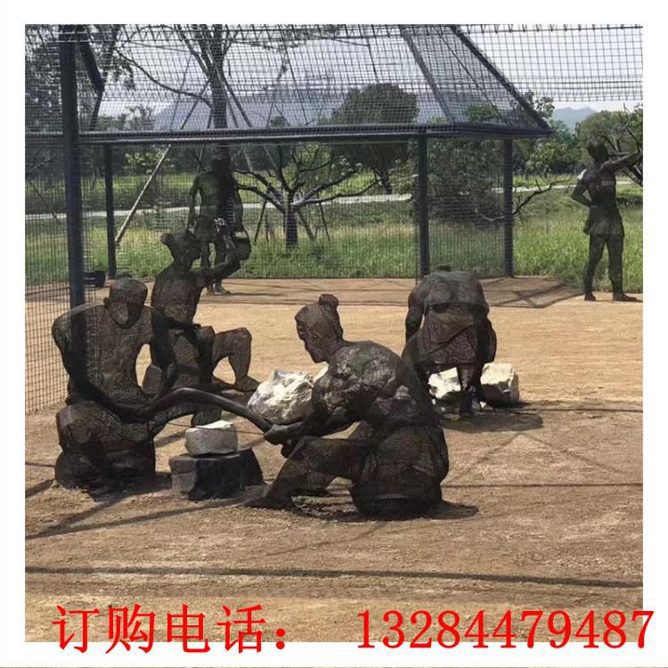 不锈钢编织劳作人民雕塑