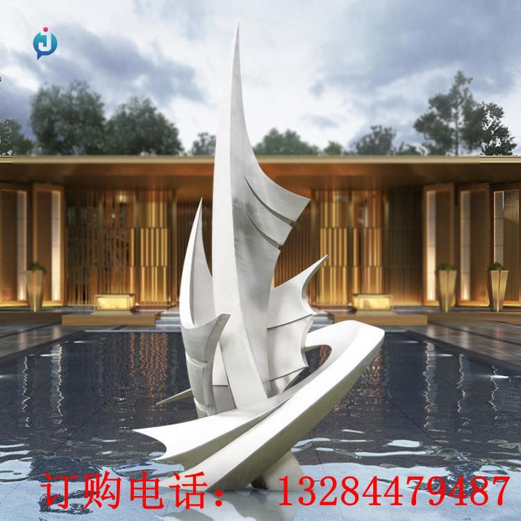 不锈钢帆船水景雕塑