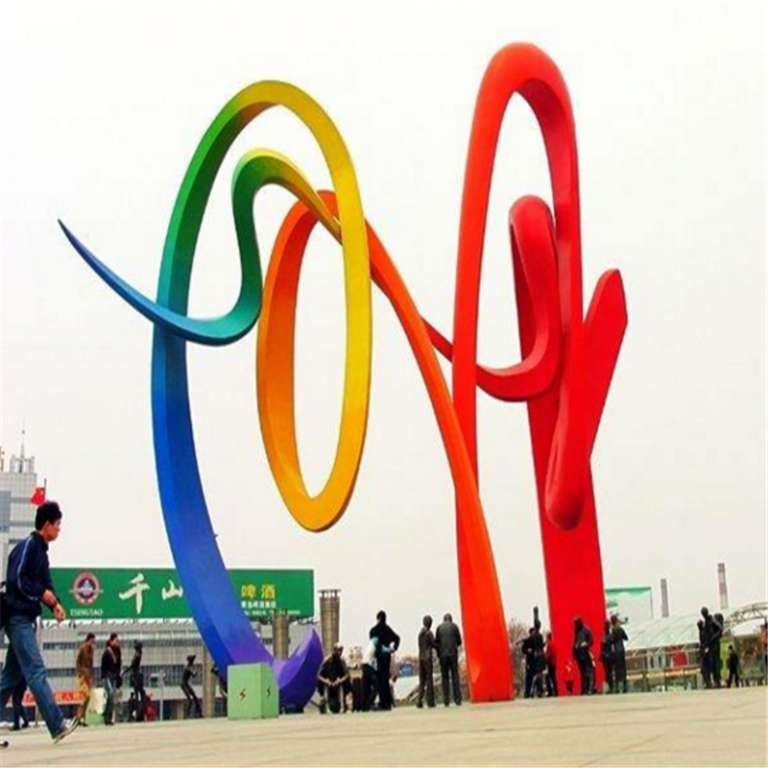 不锈钢彩带标志景观雕塑