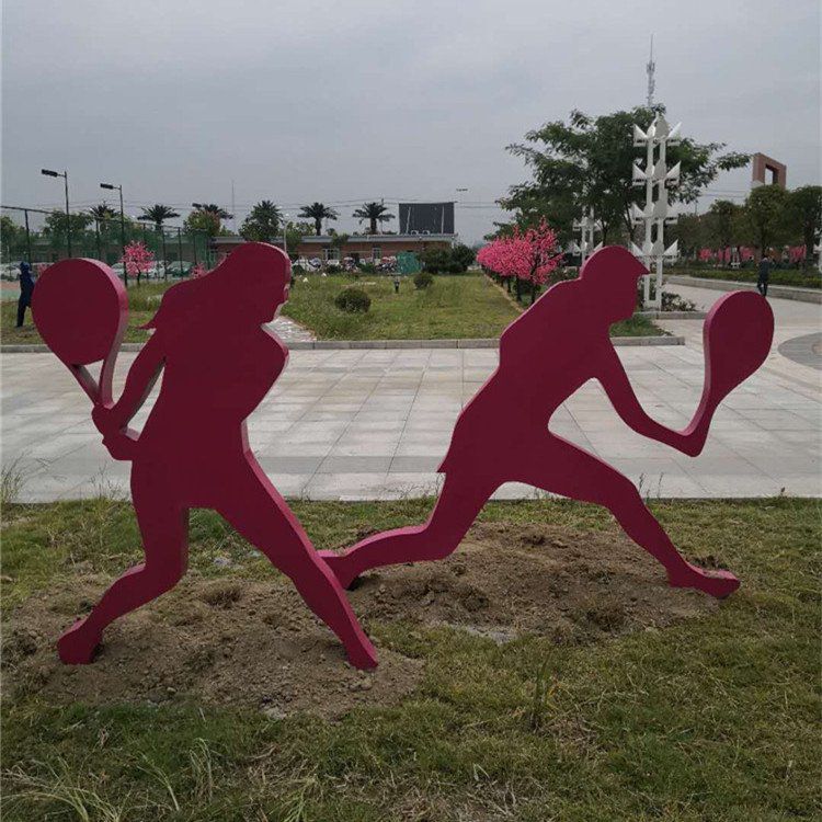 不锈钢彩绘羽毛球标志雕塑