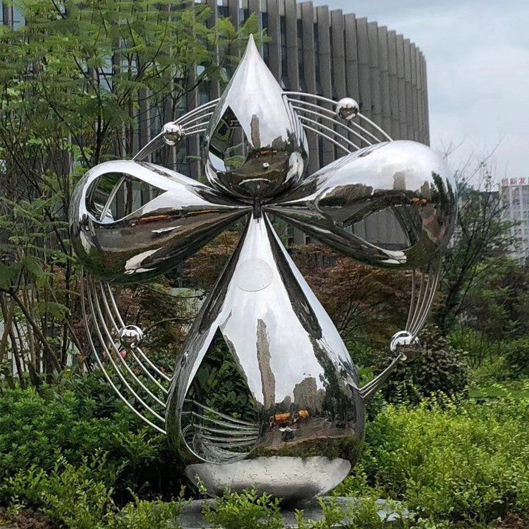 城市不锈钢几何水滴雕塑