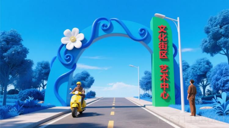 文化街区不锈钢艺术拱门雕塑