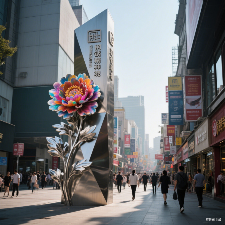 花朵精神堡垒雕塑 不锈钢景观雕塑