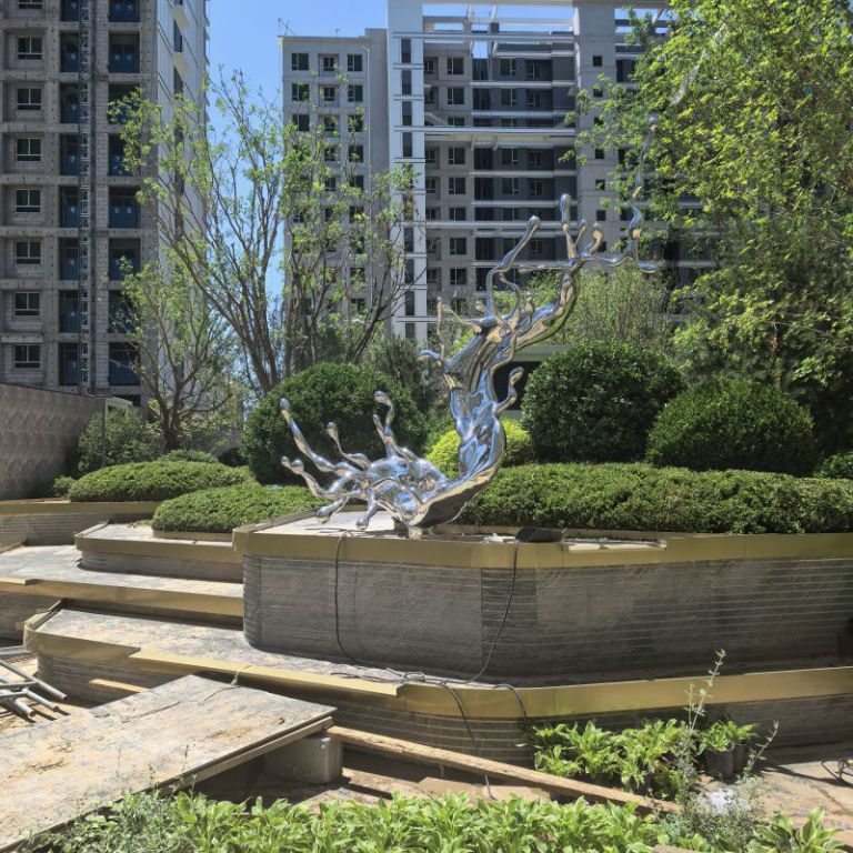 镜面浪花雕塑 不锈钢雕塑厂家