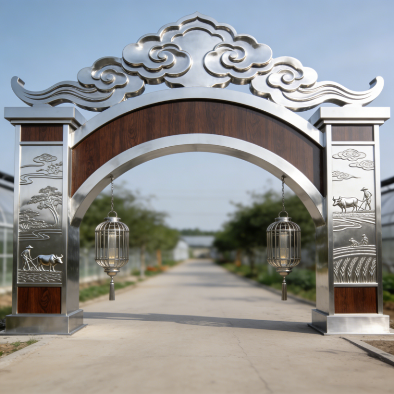 祥云不锈钢牌楼雕塑