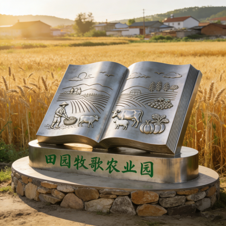 农业园不锈钢书籍雕塑